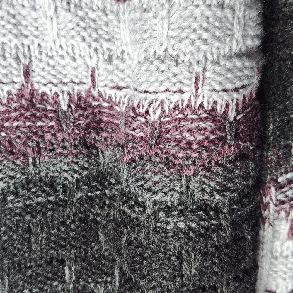 Calvin Klein Striped Knit Chunky Infinity Scarf Purple Gray NWT